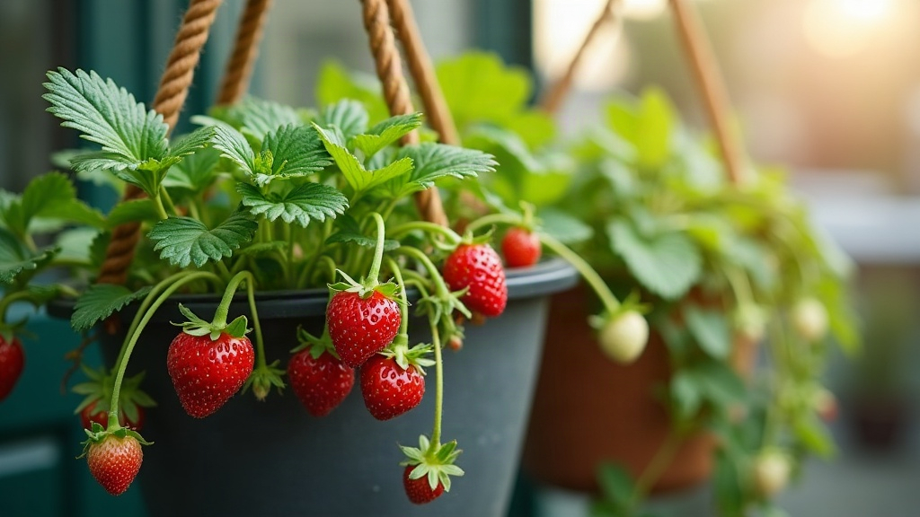 Fixing Leggy Strawberry Plants in Hanging Baskets